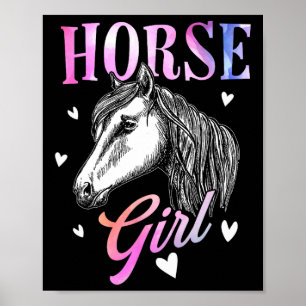 Poster Mulheres com Gráfico de Cavalos Meninas Cavalas co