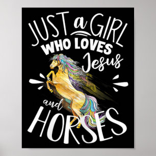 Poster Mulheres com Gráfico de Cavalos Meninas Cavalas co