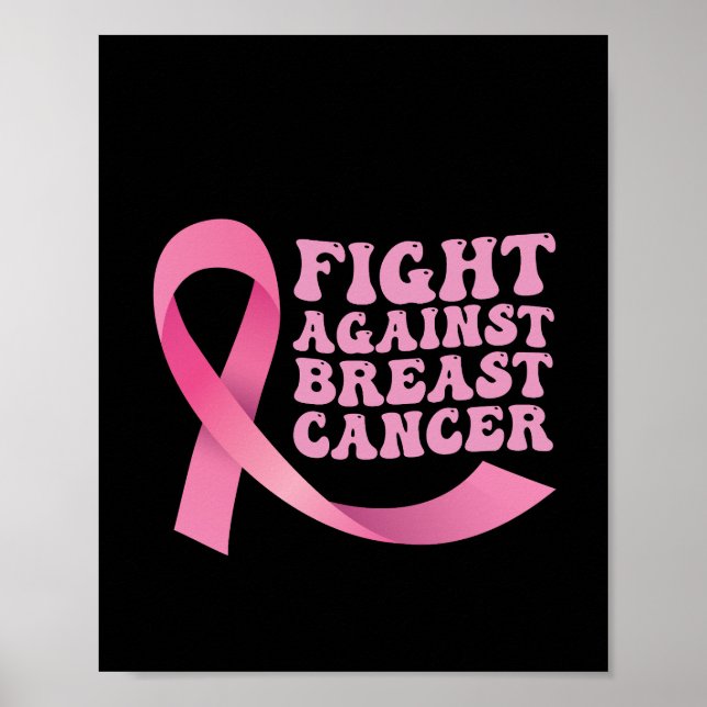 Poster Mulheres com Laço Rosa Conscientização do Câncer d (Frente)