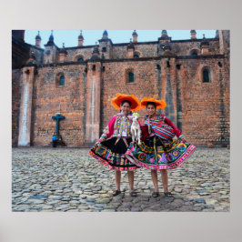 Póster Mulheres com Lamb em Cusco, Peru