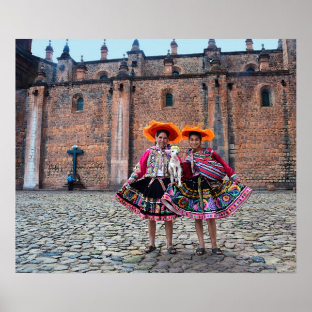 Póster Mulheres com Lamb em Cusco, Peru (Frente)
