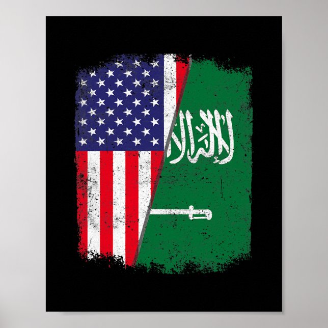 Poster Mulheres com Sinalizador da Arábia Saudita America (Frente)