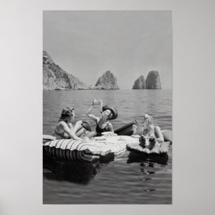 Poster Mulheres comendo massas no lago, Vintage Wall Art