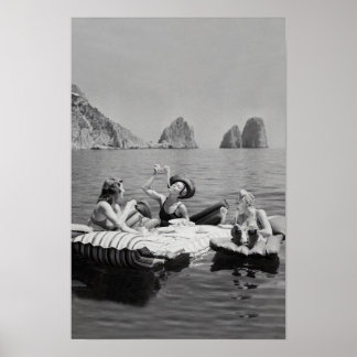 Poster Mulheres comendo massas no lago, Vintage Wall Art