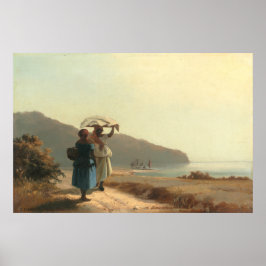 Poster Mulheres conversando por mar - Camille Pissarro Fi