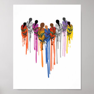 Poster Mulheres Coração Forma Aquarela Nativo Americano