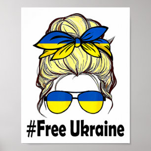 Poster Mulheres da Bandeira Ucraniana Coque Desgrenhado U