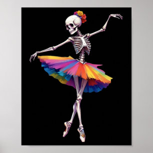 Poster Mulheres dançando esqueleto Rainbow Ballerina