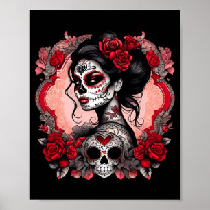 Poster Mulheres de Crânio de Açúcar De Los Muertos La Cat