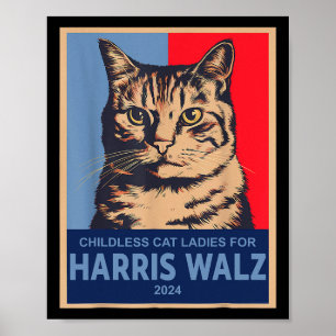 Poster Mulheres De Gato Sem Filhos Para Harris Waltz 2024