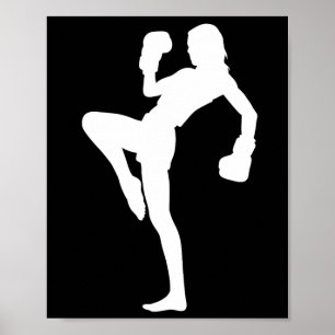 Poster Mulheres de Kickboxing São Silhueta de Design Marc