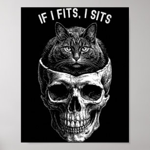 Poster Mulheres Divertido Se Couber Sento Caveira de Gato