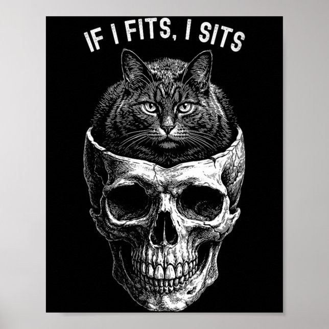 Poster Mulheres Divertido Se Couber Sento Caveira de Gato (Frente)