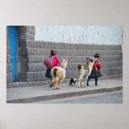 Poster Mulheres e Alpacas, Cusco, Peru