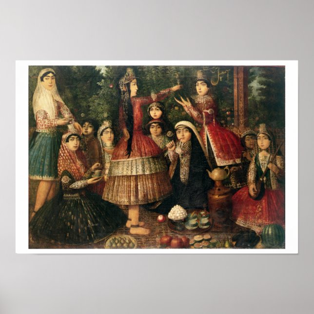 Póster Mulheres e Crianças num Jardim, século XIX (petról (Frente)