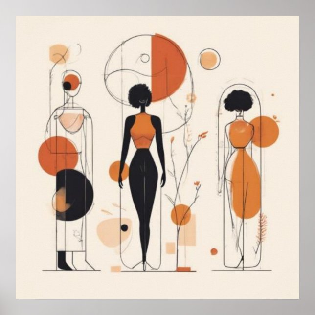 Poster Mulheres em Ritmo — Geométrico Africano Contemporâ (Frente)