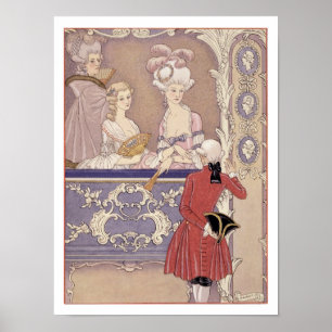 Póster Mulheres em uma caixa do teatro, ilustração 'de
