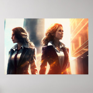 Poster Mulheres empresárias numa cidade do futuro