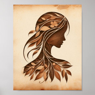 Poster mulheres encaram folhas de papel da natureza artes