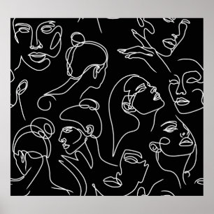 Poster Mulheres enfrentam padrão de desenho de Abstrato