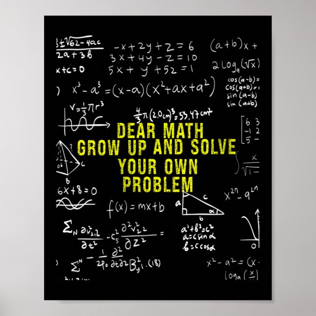 Poster Mulheres Engraçadas Querida Matemática Cresce E Re (Frente)