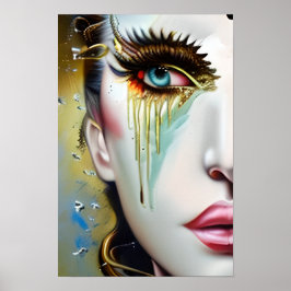 Poster Mulheres Etéreas Místicas Lindas com Lágrimas de O