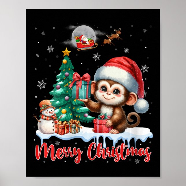 Poster Mulheres Feliz Natal Macaco Macaco Furioso Macaco  (Frente)