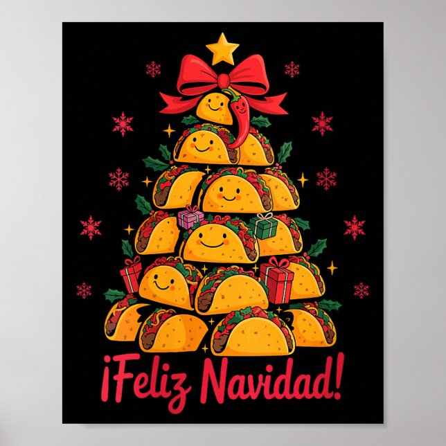 Poster Mulheres Feliz Natal Tacos Árvore Feliz Navidad Me (Frente)