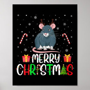 Poster Mulheres Felizes Luzes De Natal Rat Reindeer Hat X