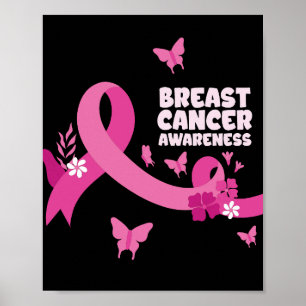 Poster Mulheres Laço Rosa Câncer de Mama Conscientização 