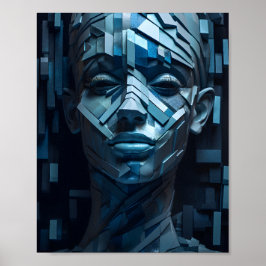 Poster Mulheres Lindas Geométricas Enfrentam A Forma De M