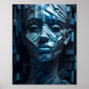 Poster Mulheres Lindas Geométricas Enfrentam A Forma De M