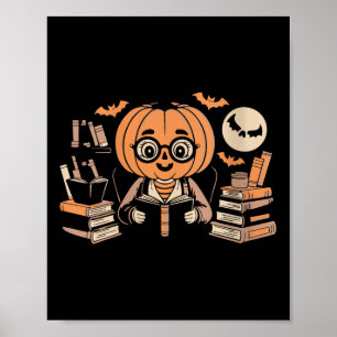 Poster Mulheres Lua Assustadora Abóbora Bibliotecária Len