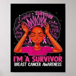 Poster Mulheres Menina, eu sou um Sobrevivente Cancer Con