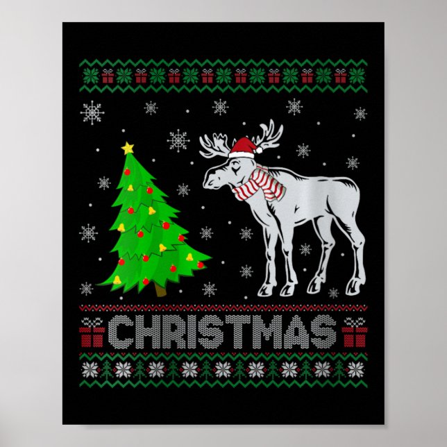 Poster Mulheres Moose Xmas Tree Lighting Febre Swe de Nat (Frente)