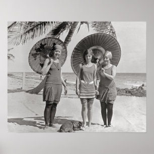 Póster Mulheres na Praia, 1920. Foto Antiga