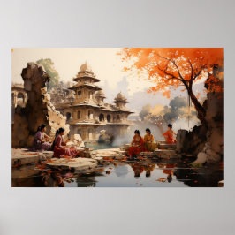 Poster Mulheres na propriedade de verão do Raja