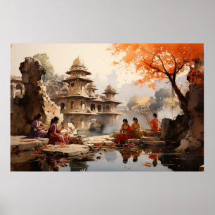 Poster Mulheres na propriedade de verão do Raja