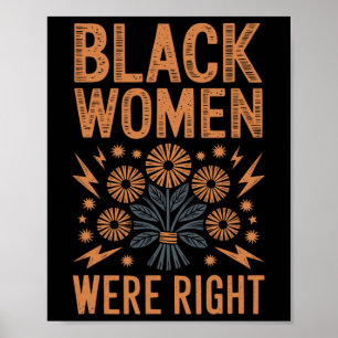 Poster Mulheres Negras Estavam Certas Floral Boho Resisti