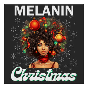 Póster Mulheres negras melanina de Natal Irmã Xmas Sistas