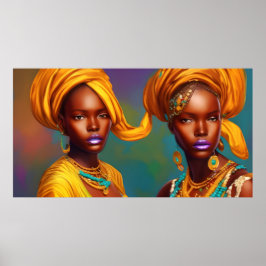 Poster Mulheres princesas africanas jóias de ouro