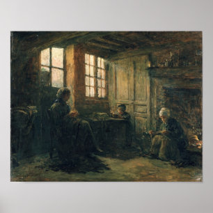 Póster Mulheres que desgastam o linho, Honfleur, 1877