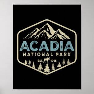 Poster Mulheres Retro Parque Nacional Acadia Montanhas Na