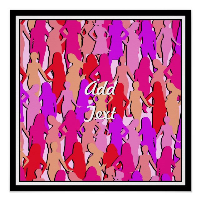 Póster Mulheres Rosa Silhouette (Frente)