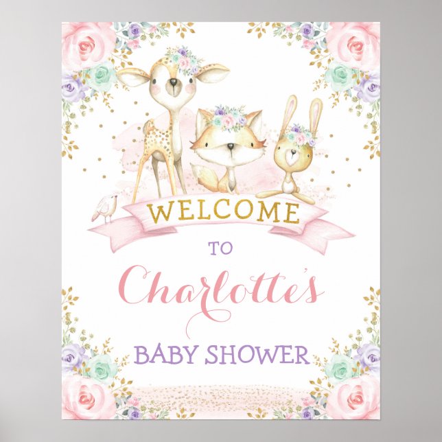 Poster Mulheres rosadas roxas roxas, animais de madeira b (Frente)