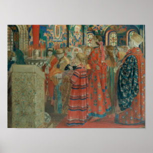 Póster Mulheres russas do século XVII na Igreja