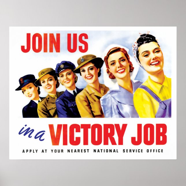 Poster Mulheres se unem pela vitória, propaganda vintage  (Frente)