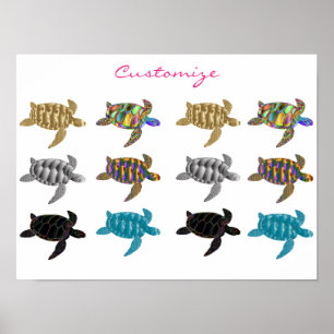 Poster Multi-color Sea Turtles Thunder_Cove
