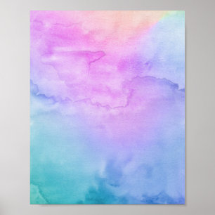 Poster Multi Color Watercolor Duo Abstract Painting