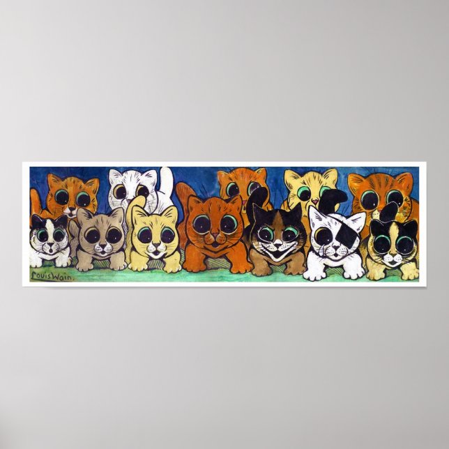 Poster Multidão de Gatos, Louis Wain (Frente)